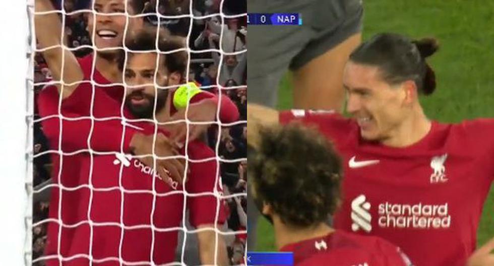 En el final: los goles de Darwin Núñez y Salah para el 2-0 de Liverpool sobre Napoli en Champions League 