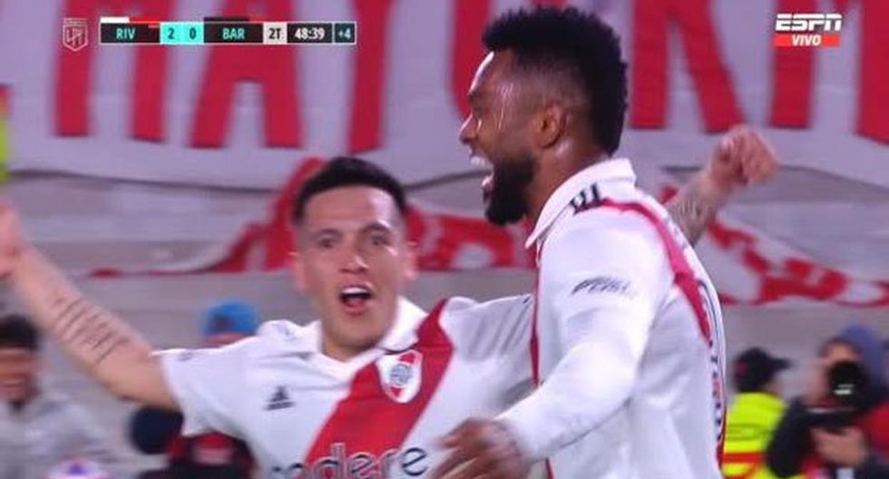 Cerró el partido: Miguel Borja anotó el 2-0 para asegurar la victoria de River Plate 