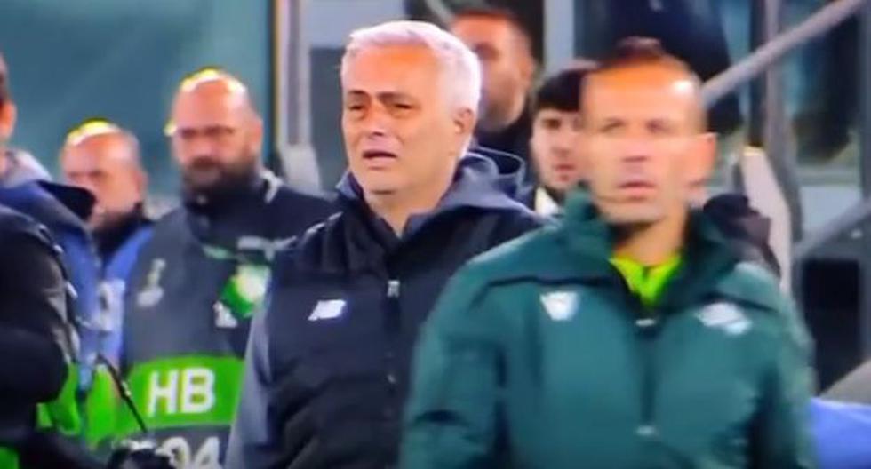 Las lágrimas de emoción de Mourinho tras llevar a Roma a final de la Conference League 