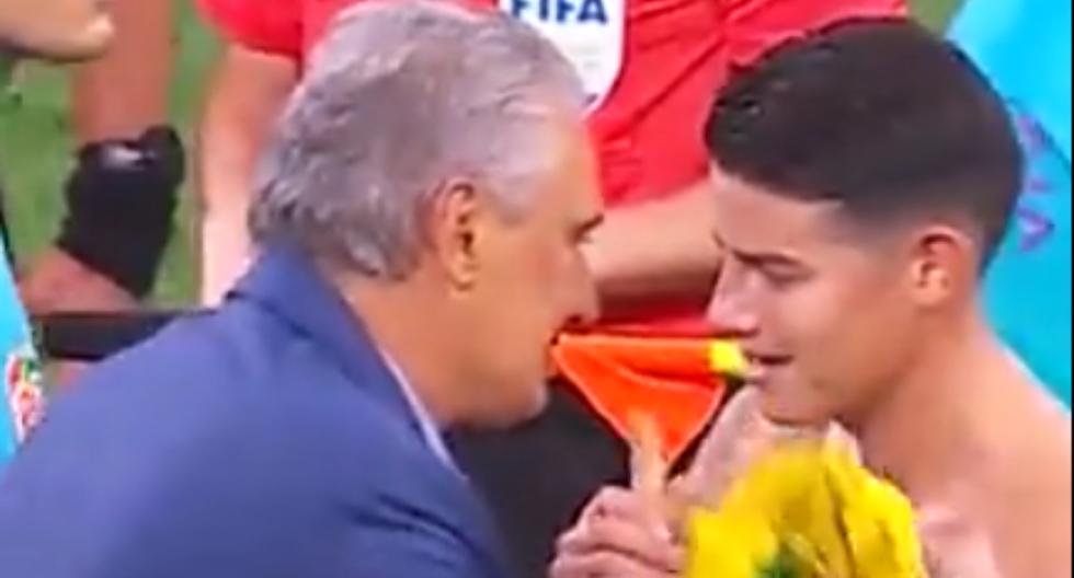 Tite muestra su admiración por James Rodríguez tras finalizar el partido contra Colombia 