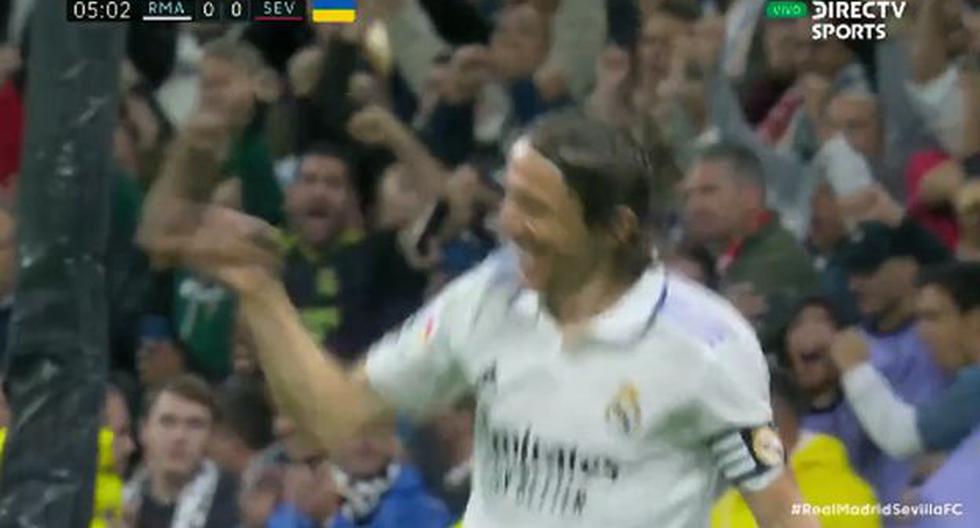 Recuperación y gol: Modric llegó de ‘9′ para anotar el 1-0 de Real Madrid vs. Sevilla en LaLiga 