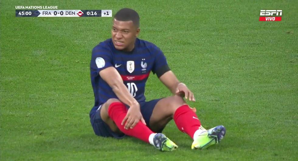 Mbappé se lesionó y no pudo jugar el complemento del Francia vs. Dinamarca 