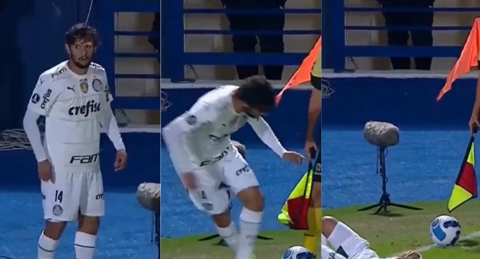 ‘Blooper’ en la Libertadores: Scarpa quiso sacar un córner, se pateó a sí mismo y cayó al césped 