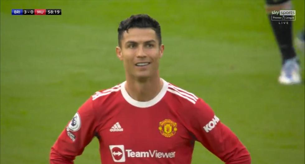 La sonrisa de resignación de Cristiano Ronaldo tras el 3-0 de Brighton vs. Manchester United 