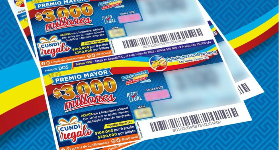 Lotería de Cundinamarca: sorteo 4597 en vivo y resultados del lunes 6 de junio