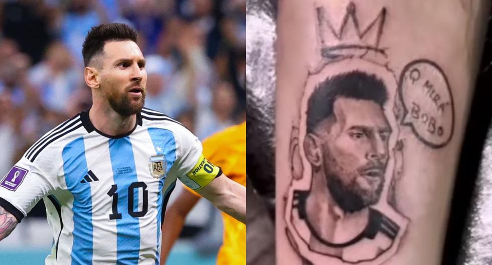 “¡Qué mirás, bobo!”: Hincha argentino se hace tatuaje con la célebre frase de Lionel Messi en la pierna 