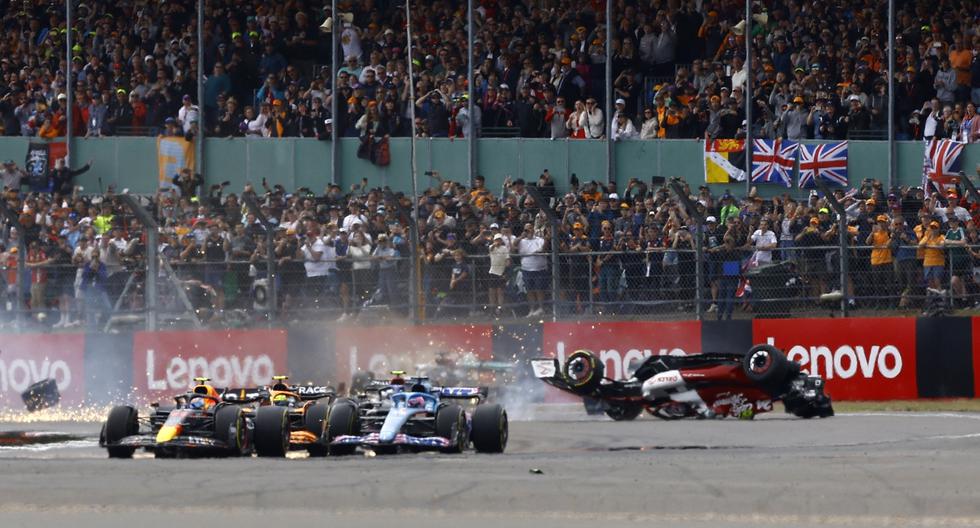 Fórmula 1: piloto sufrió choque y giró en el aire en el inicio del GP de Gran Bretaña 
