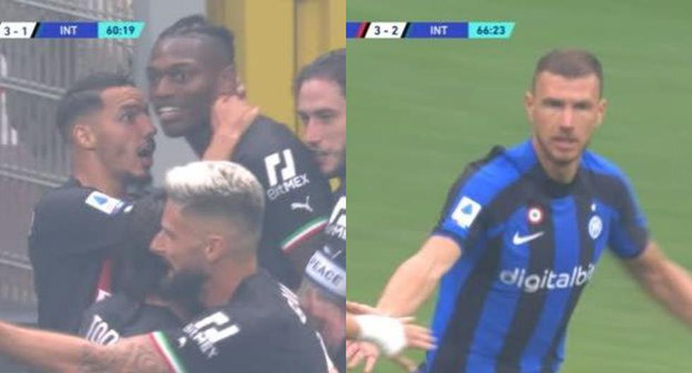 No respite: double by Rafael Leao for Milan's 3-1 and Dzeko responds with Inter's 3-2.