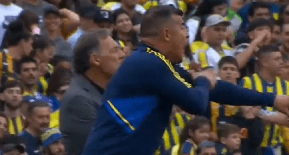 Almirón's effusive complaint to Pol Fernández in the Boca - Rosario match.