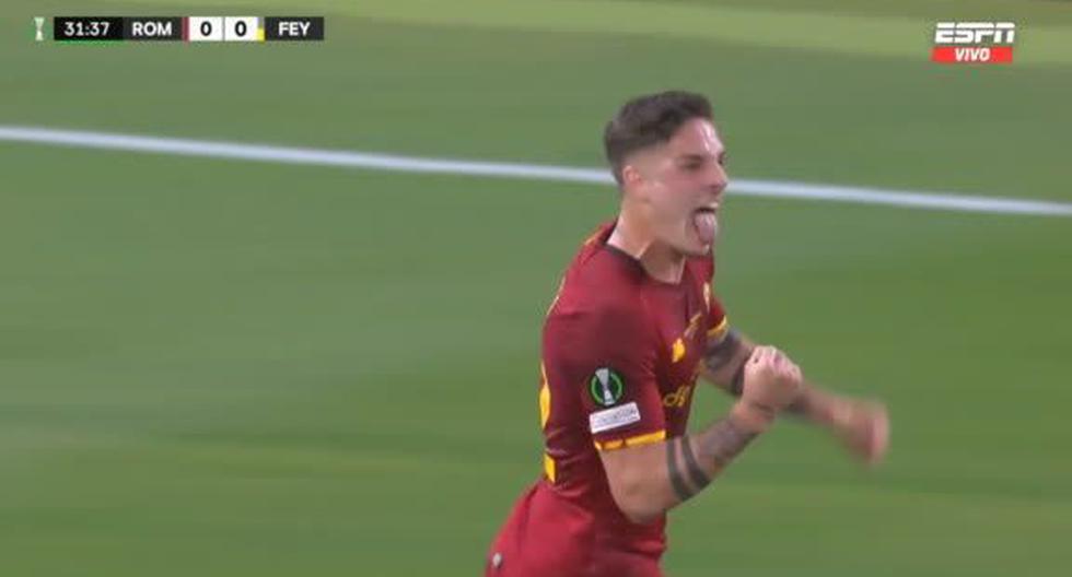 Gol de Nicolo Zaniolo para el 1-0 de la Roma vs. Feyenoord en la Conference League 