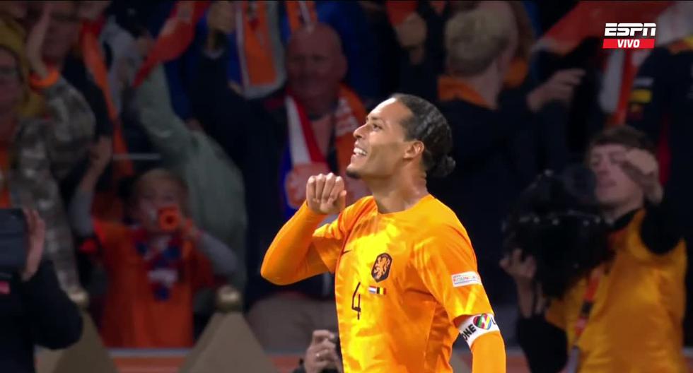 Un gol de cabeza de Virgil van Djik para colocar el 1-0 de Países Bajos vs. Bélgica 