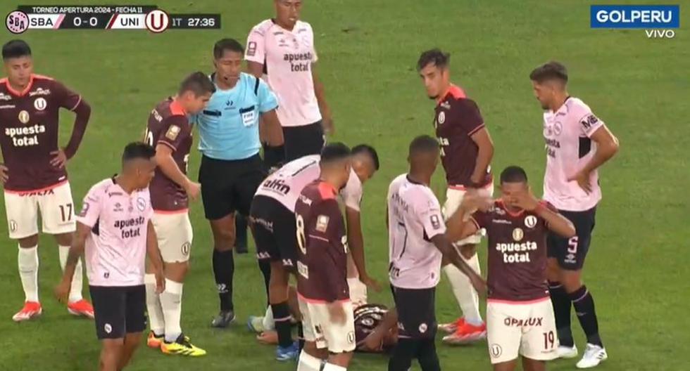 Preocupación en Universitario: ‘Tunche’ Rivera sufre aparatosa caída en duelo ante Sport Boys por Liga 1 Te Apuesto 