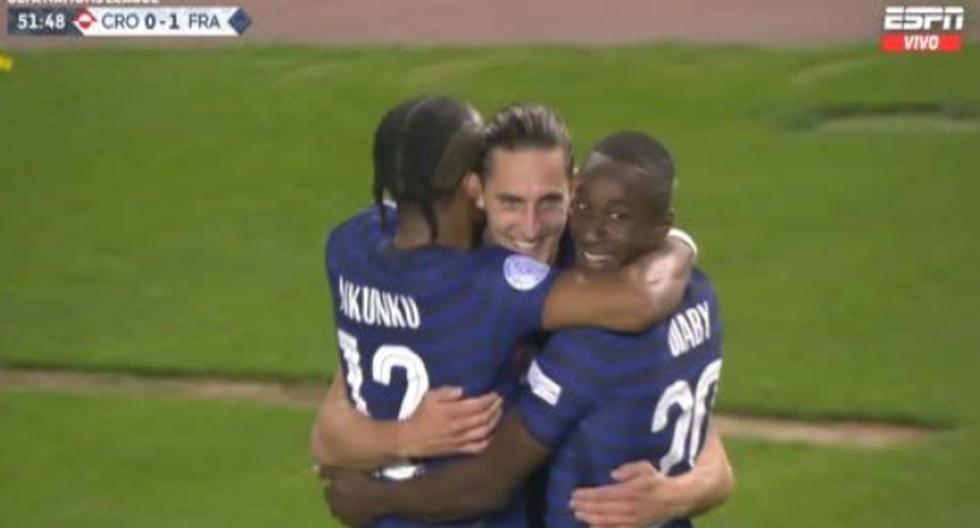 Rabiot anotó el 1-0 de Francia sobre Croacia por la Liga de Naciones 