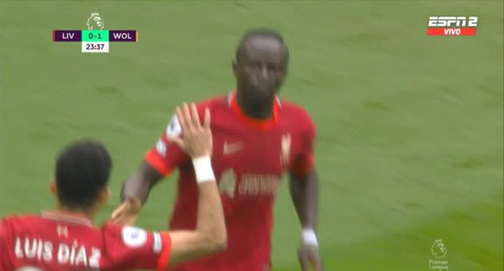 Gol de Sadio Mané para el 1-1 del Liverpool vs. Wolverhampton en Premier League 