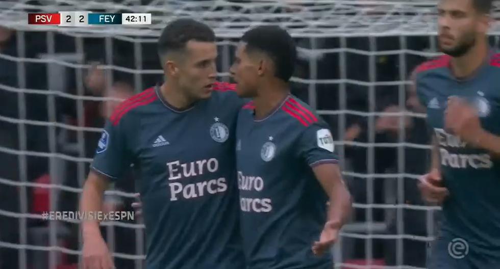 Marcos López, imparable: desbordó, entró al área y generó el gol de Feyenoord 