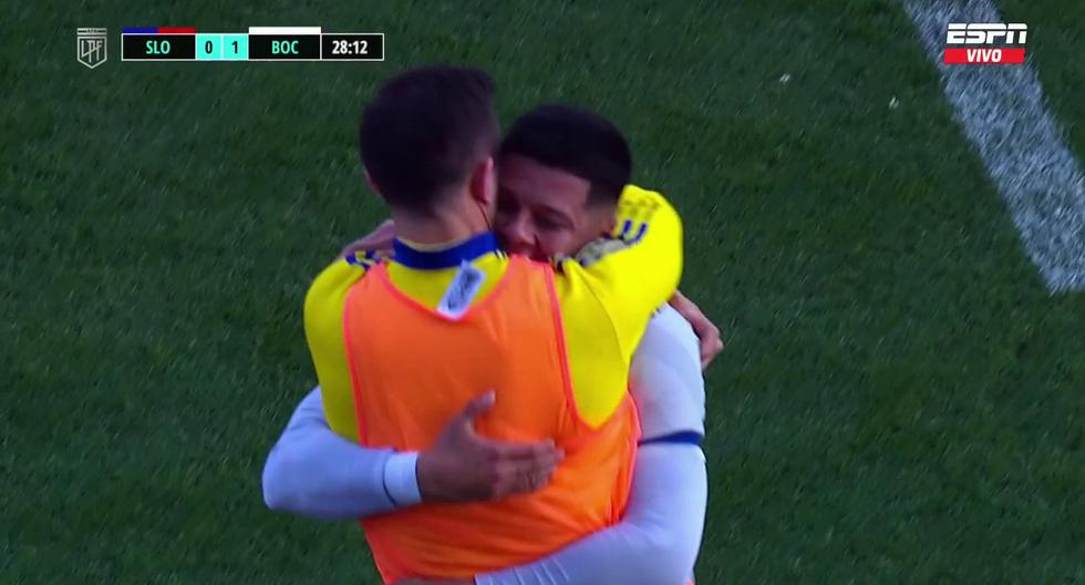 Goal for Boca Juniors: Marcos Rojo scored the 1-0 against San Lorenzo.