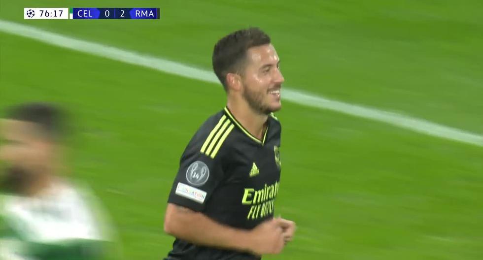 El belga vuelve al gol: Eden Hazard sorprendió y marcó el 3-0 del Real Madrid vs. Celtic 