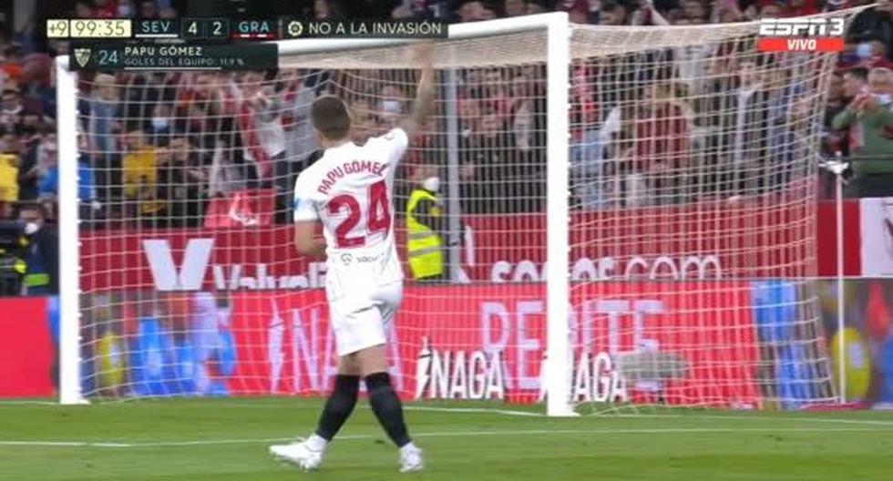 Para cerrar: Papu Gómez marcó el 4-2 de Sevilla en la victoria sobre Granada en LaLiga 