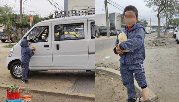 Un niño vende caña de azúcar en calles de Trujillo para poder costear una operación que debe realizarse en una de sus piernas. (Foto: Facebook/Erling Valverde Noticias).