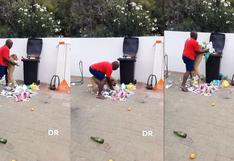 Hombre cansado de que su perro rompa la basura lo educó con drástica medida | VIDEO