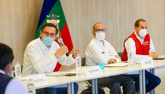 Martín Vizcarra expresó su apoyo al ministro de Salud, Víctor Zamora, durante la conferencia de este miércoles. (Foto: Presidencia de la República)