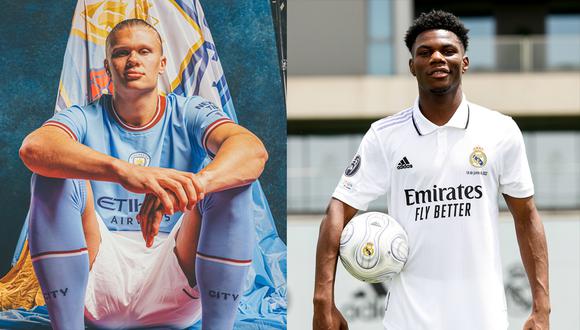 Erling Haaland y Aurélien Tchouaméni son los traspasos más destacados del actual mercado de fichajes. | Composición: @mancity / @RealMadrid