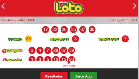 Este domingo 19 de setiembre se jugará una nueva edición de Loto, una de las loterías más populares de Chile. FOTO: Captura/Loto