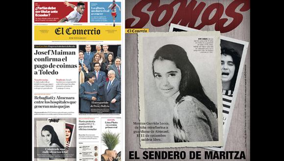 Portadas de El Comercio y Somos publicadas el 2 de setiembre.