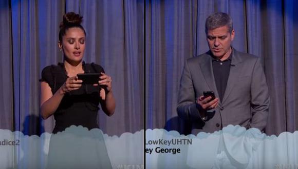 Salma Hayek y George Clooney leen 'tweets' crueles sobre ellos