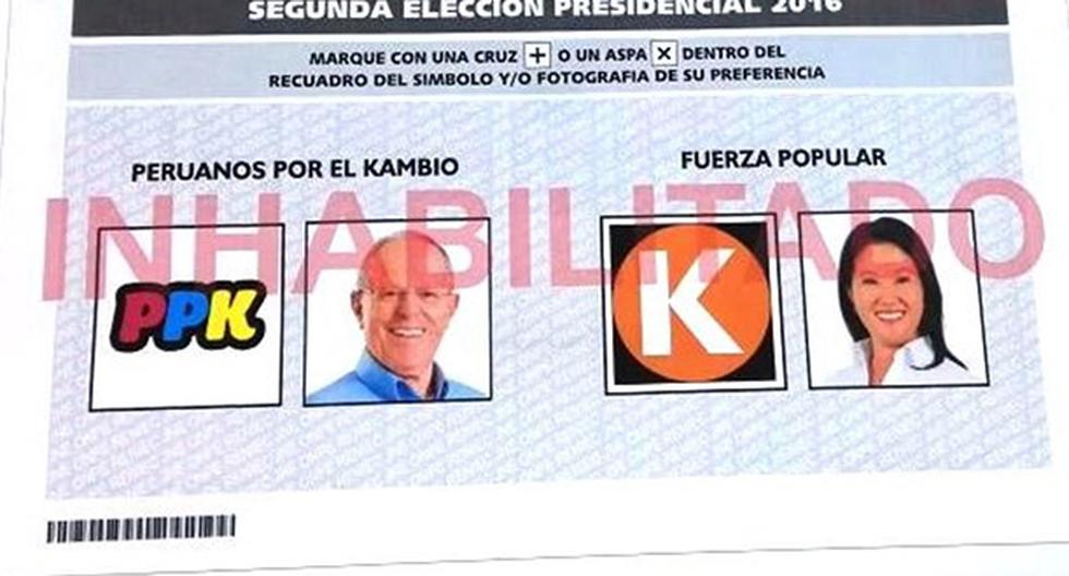 Así será la cédula electoral para las elecciones de segunda vuelta. (Foto: Andina)