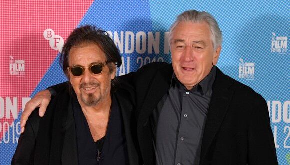 Al Pacino y Robert De Niro durante la presentación de "The Irishman", la cinta de Netflix nominada al Oscar (Foto: Daniel Leal / AFP)