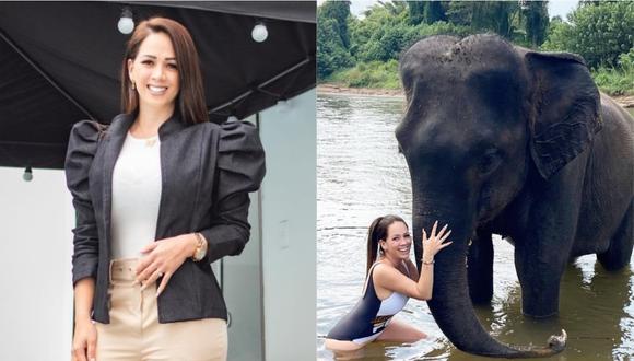 Melissa Klug se bañó con elefantes en santuario de Tailandia. (Foto: Instagram)