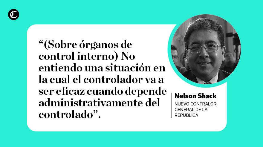 Nelson Shack sustentó su propuesta de reestructurar la Contraloría General de la República y respondió las dudas de los congresistas antes de ser elegido como contralor. (Composición: El Comercio)