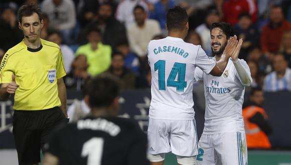 Real Madrid ganó 2-1 al Málaga con tantos de Isco y Casemiro. (Foto: AFP)