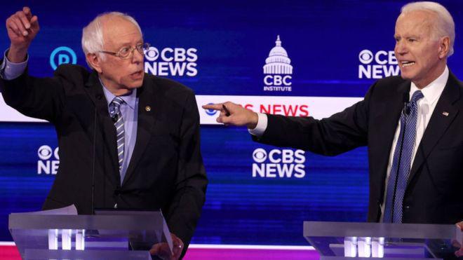 Bernie Sanders y Joe Biden se disputan la candidatura demócrata.  (Foto: Getty Images, vía BBC Mundo).