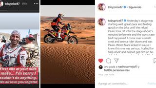 Dakar 2020: Toby Price contó lo que vivió en el momento del accidente de Gonçalves y lo despidió con emotivas palabras 