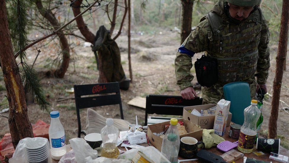 An abandoned Russian camp: Soldiers are said to have looted gas stations.