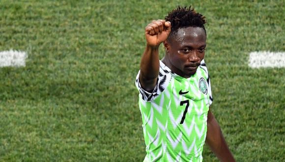 Ahmed Musa fue la figura en la victoria por 2-0 de Nigeria ante Islandia por el Mundial Rusia 2018. El atacante reconoció que no tiene dificultades para anotar goles a Argentina, pues en Brasil 2014 ya le marcó (Foto: AFP)