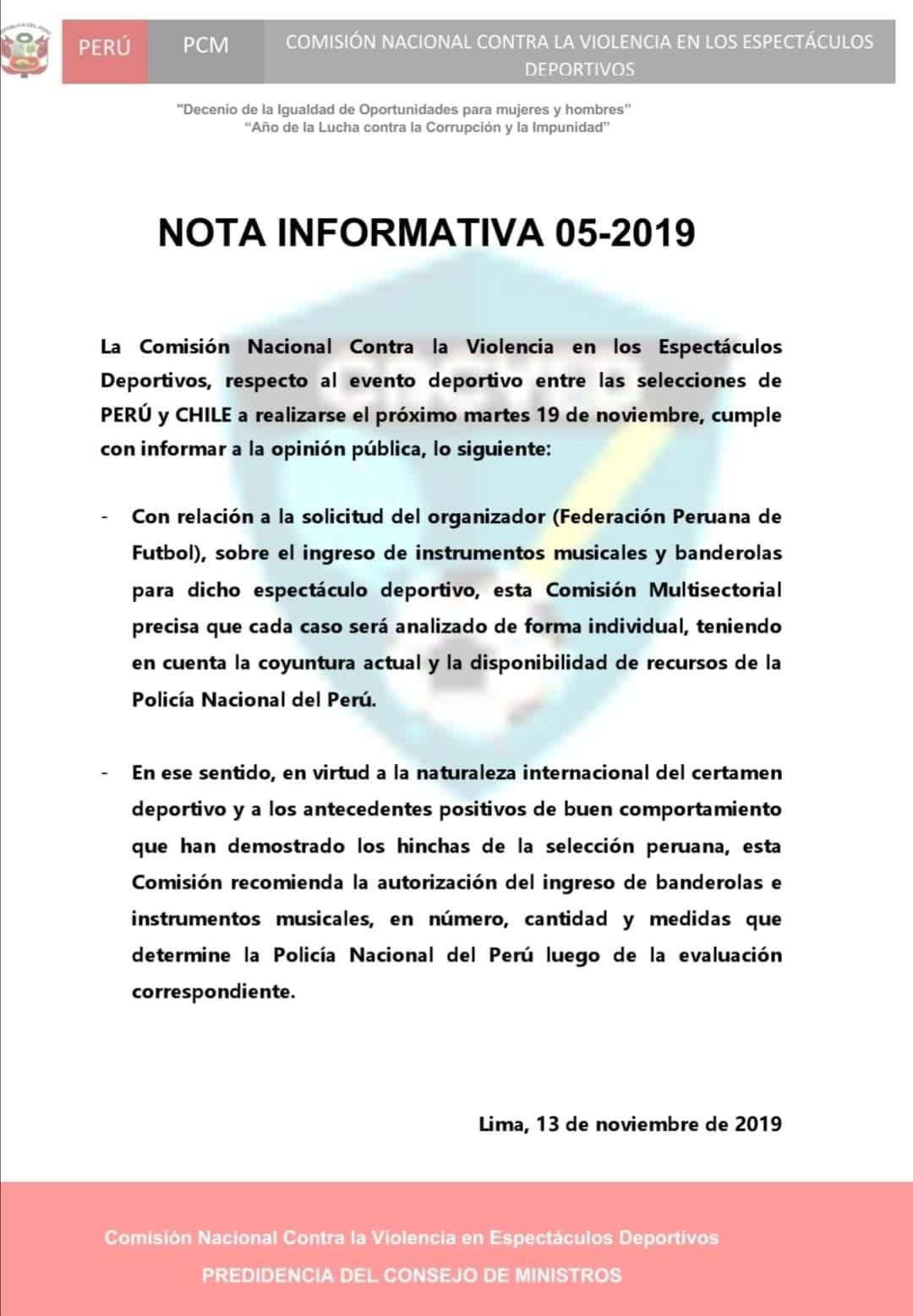 Este es el comunicado emitido por la Comisión Nacional contra la violencia en los espectáculos deportivos. (Twitter ADFP)