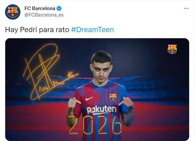 Barcelona confirmed the renewal of Pedri.  (Photo: Barcelona Twitter)