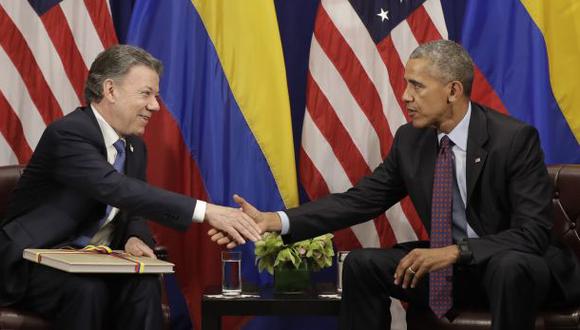 El presidente de Colombia, Juan Manuel Santos, y su par estadounidense, Barack Obama. (Foto: AP)