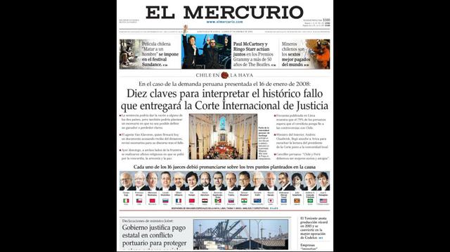 Así cubren los diarios chilenos la lectura del Fallo de La Haya - 1