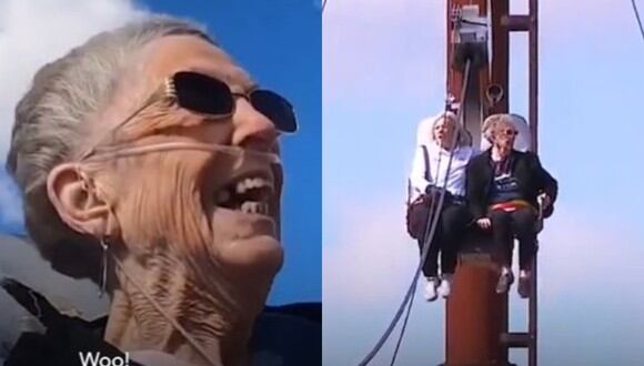 La anciana de 82 años llegó vendada y su emoción fue desbordante al enterarse que, al fin, se subiría a la tirolesa. (Foto: ABC15 Arizona/YouTube)