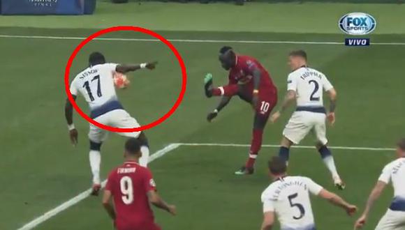 Liverpool vs. Tottenham EN VIVO: así fue la mano de Sissoko en la final de la Champions League | VIDEO. (VIdeo: FOX Sports / Foto: Captura de pantalla)