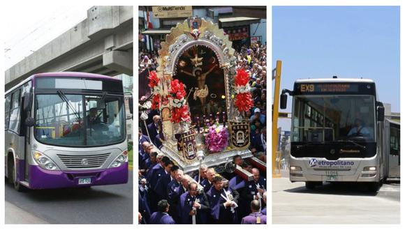 Buses de los corredores Azul y Morado también modificarán su ruta por primera salida de la imagen del Señor de los Milagros. (Foto: Andina/Archivo GEC/Andina)