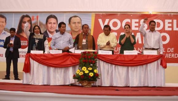 Verónika Mendoza, Gregorio Santos, Vladimir Cerrón y otros líderes de izquierda se reúnen en Huancayo (Junín), en el encuentro "Voces del Cambio", el pasado enero. (Foto: Lino Chipana).