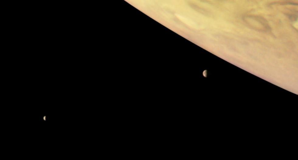 Júpiter y un par de lunas. (Foto: NASA/JPL-Caltech/SwRI/MSSS/Roman Tkachenko)