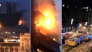Reino Unido: Se incendia edificio de 12 pisos en Manchester [VIDEOS]