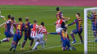 Barcelona vs. Athletic Club: Jordi Alba jaló dentro del área la camiseta a Villalibre pero el árbitro no cobró penal | VIDEO
