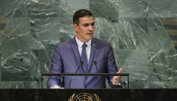 El presidente de España, Pedro Sánchez, se dirige a la 77ª sesión de la Asamblea General de las Naciones Unidas, en la sede de la ONU.